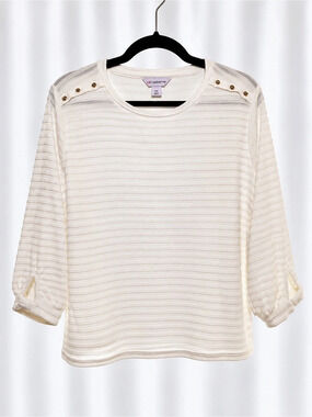 Liz Claiborne White Pleated-Sleeve Top Size PXL NWT